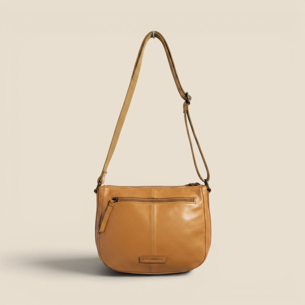 Boho 100% Leather Crossbody Bag Lucky Brand M Tan Purse Minimalist Messenger